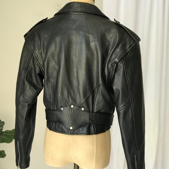 VTG Harley Davidson Cropped Leather Jacket - Picture 3 of 16